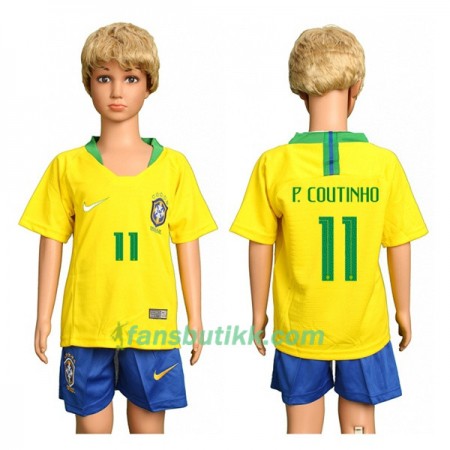 Fotball-VM 2018 Brasil drakt P.Coutinho 11 Barn Hjemmetrøye